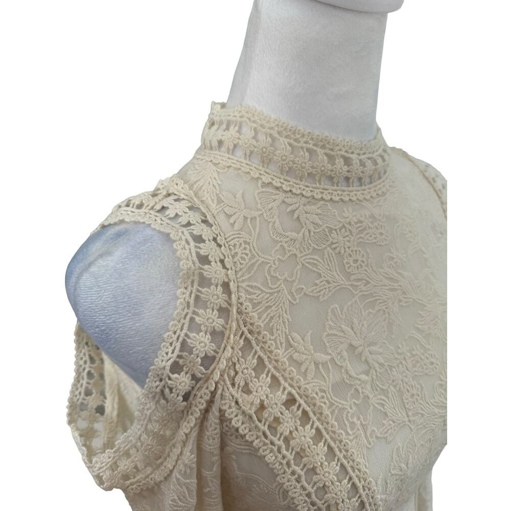 Alice+Olivia Lace Short Dress Bridal Ivory Bohemian Engagement Bachelorette Sz 4 - Picture 8 of 16